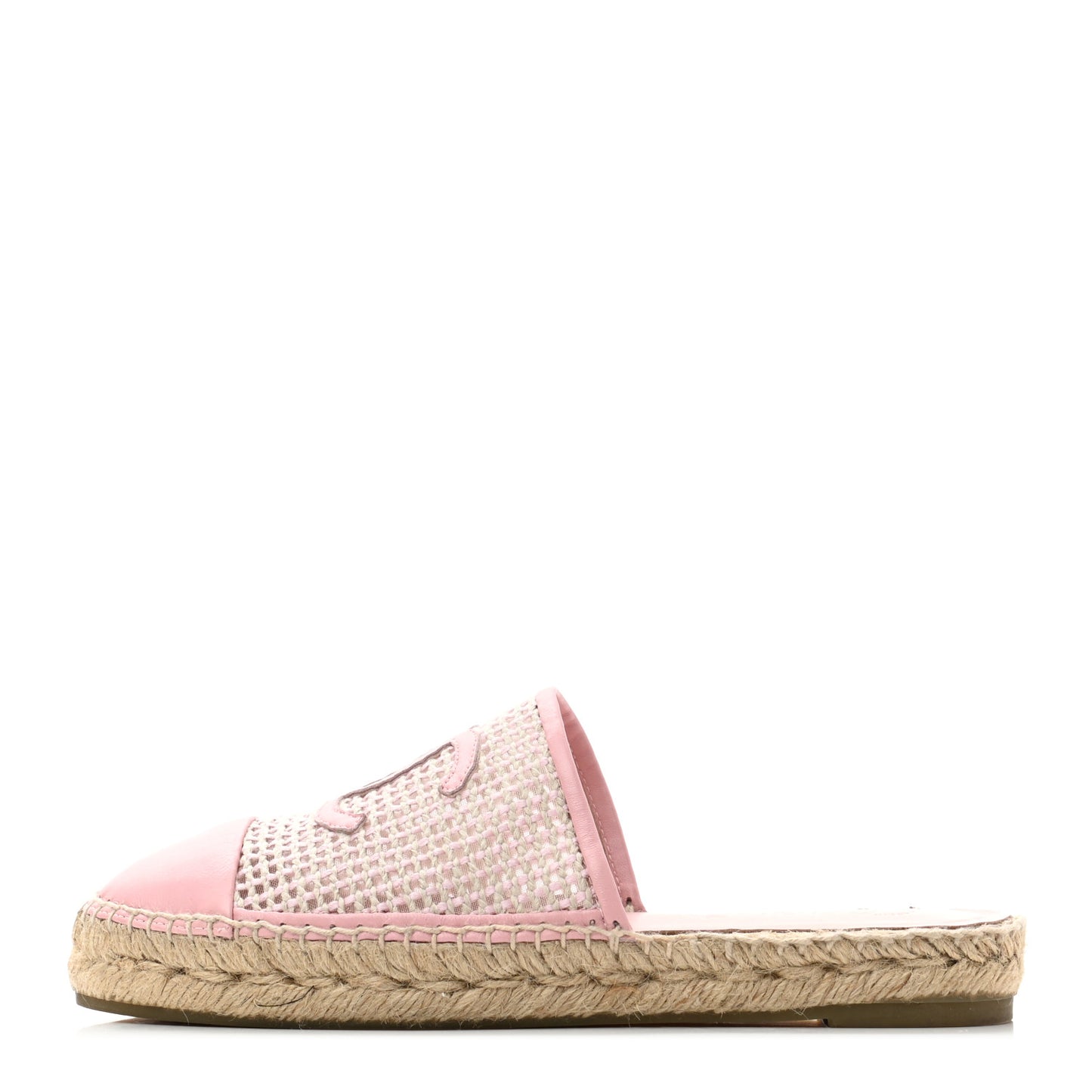 Mesh Grosgrain CC Espadrilles Mule 39 Pink