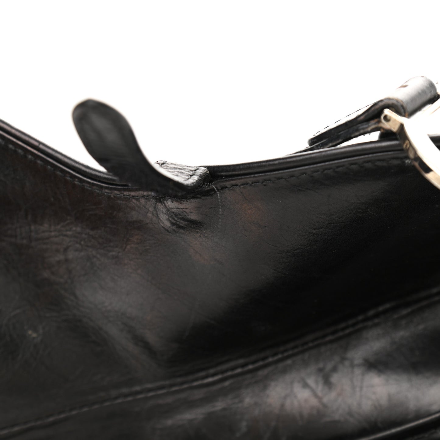 Calfskin Hardcore Pierced Saddle Bag Black