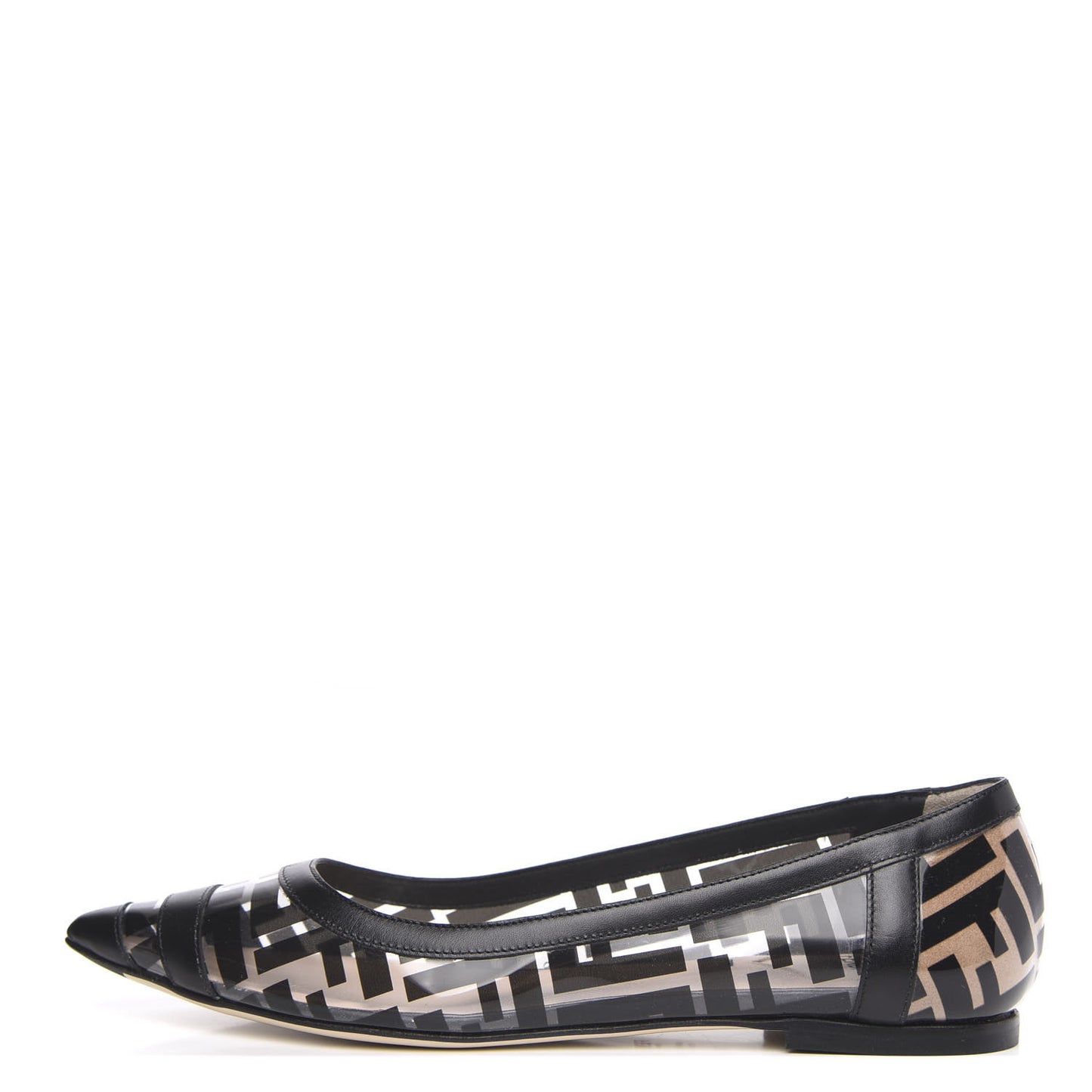 PVC Calfskin FF Colibri Ballerina Flats 38.5 Black