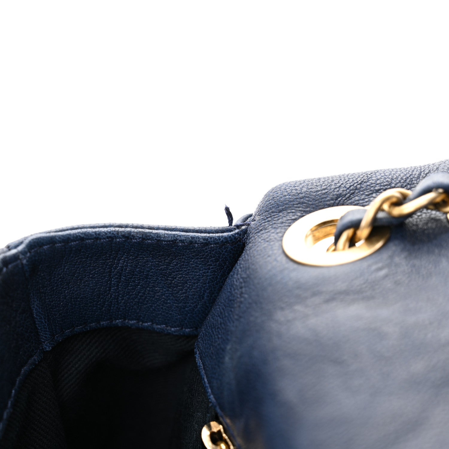 Chanel Calfskin Surpique Chevron Medium Flap Navy 1756032