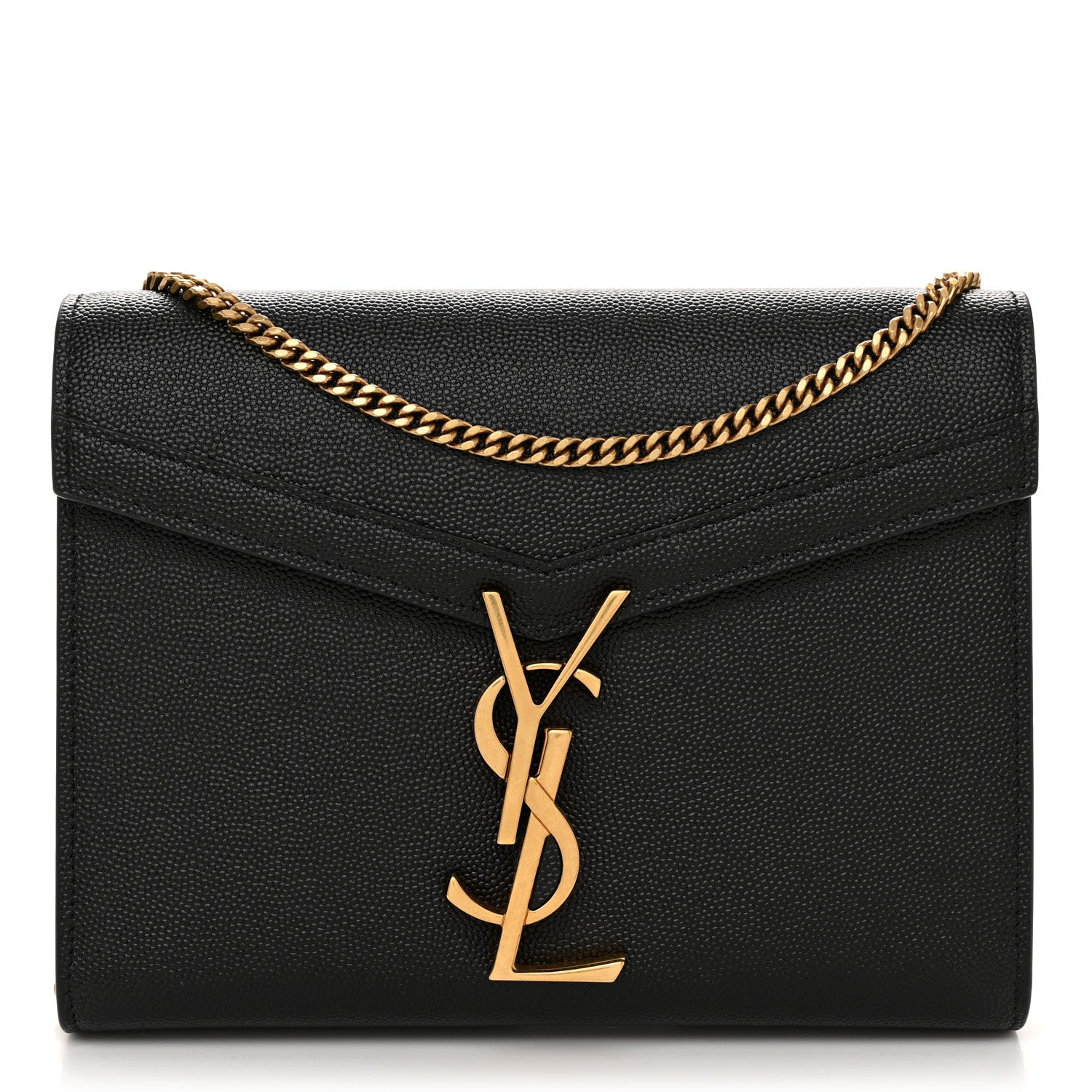 Saint Laurent Grain De Poudre Monogram Cassandra Chain Wallet Black 1 of 9