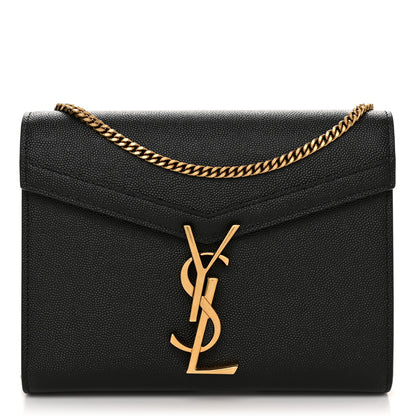 Saint Laurent Grain De Poudre Monogram Cassandra Chain Wallet Black 1 of 9
