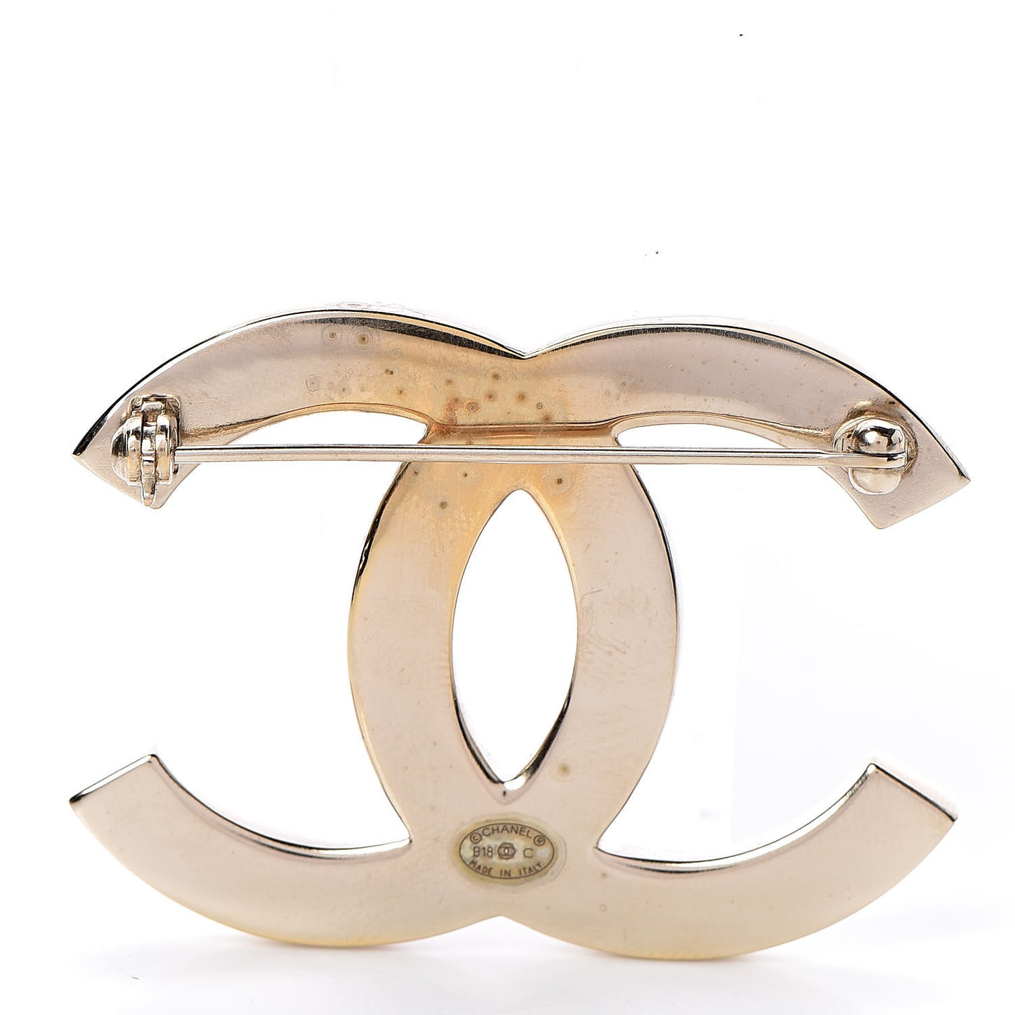 Baguette Crystal Quilted CC Brooch Gold