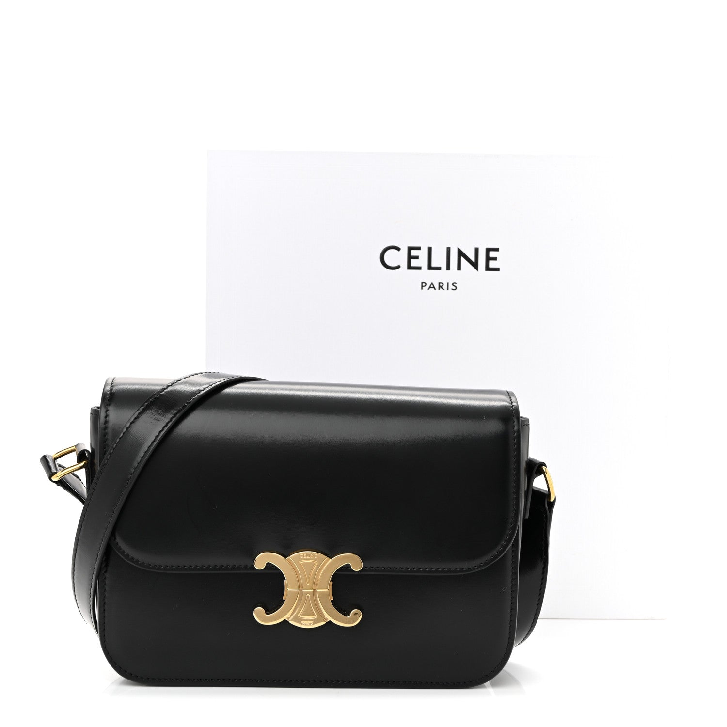 Celine Shiny Calfskin Medium Triomphe Black 10 of 10