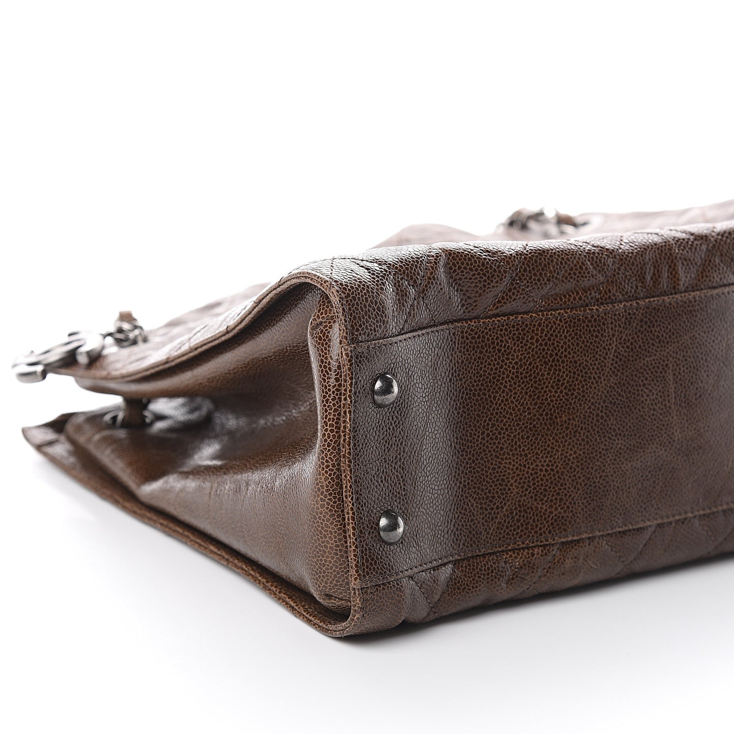 Glazed Caviar Quilted Tote Brown