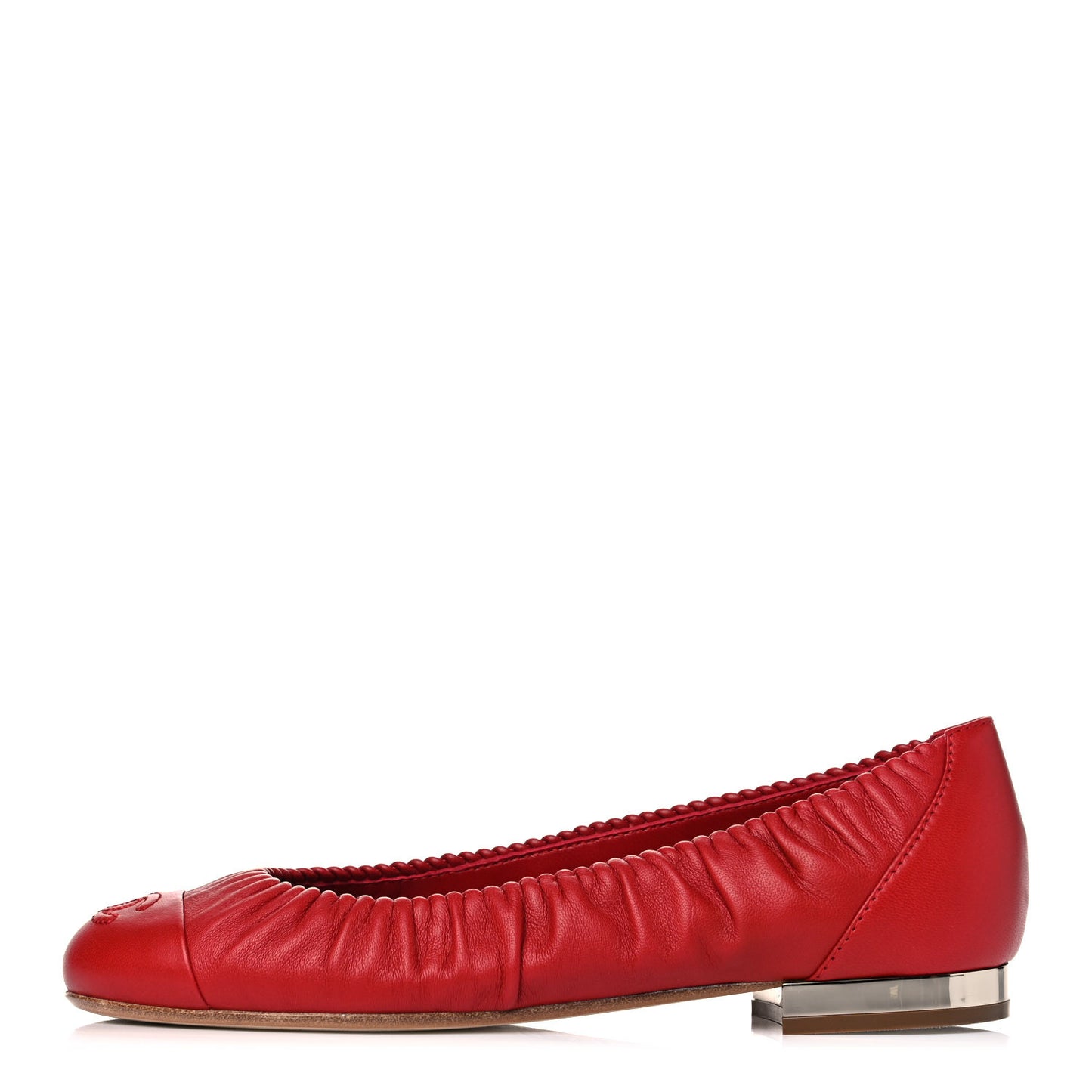 Lambskin CC Cap Toe Ballerina Flats 36 Red