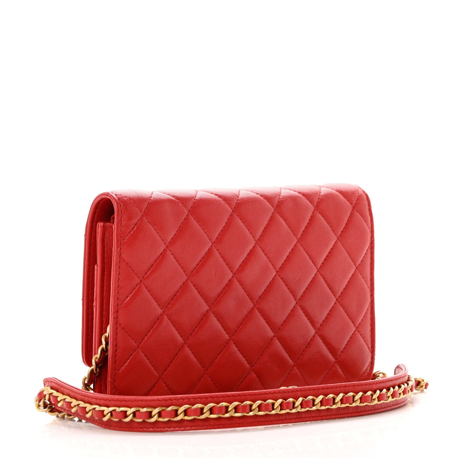 Chanel Lambskin Quilted Infinity Wallet On Chain WOC Red 3 of 12