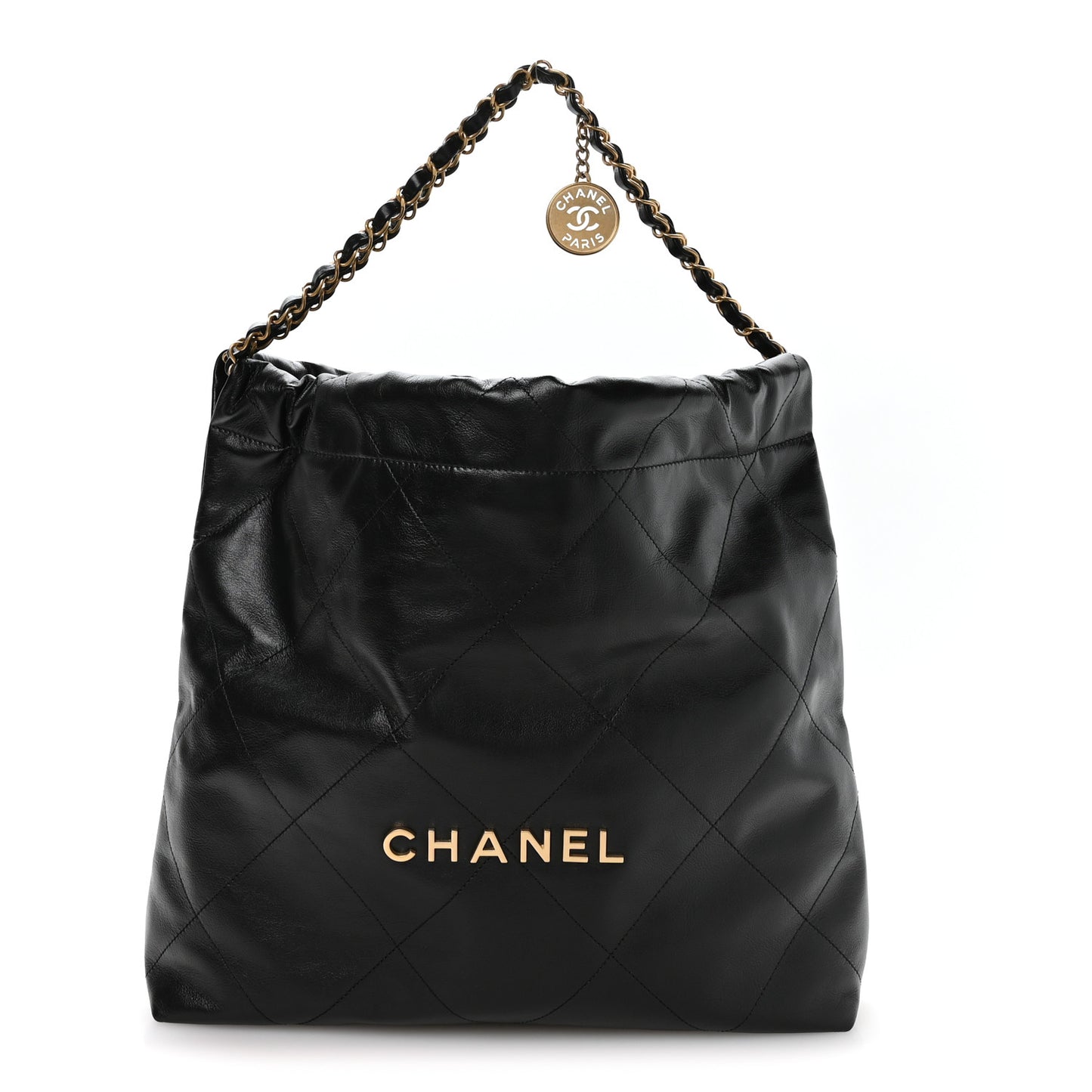 Shiny Calfskin Quilted Chanel 22 Black