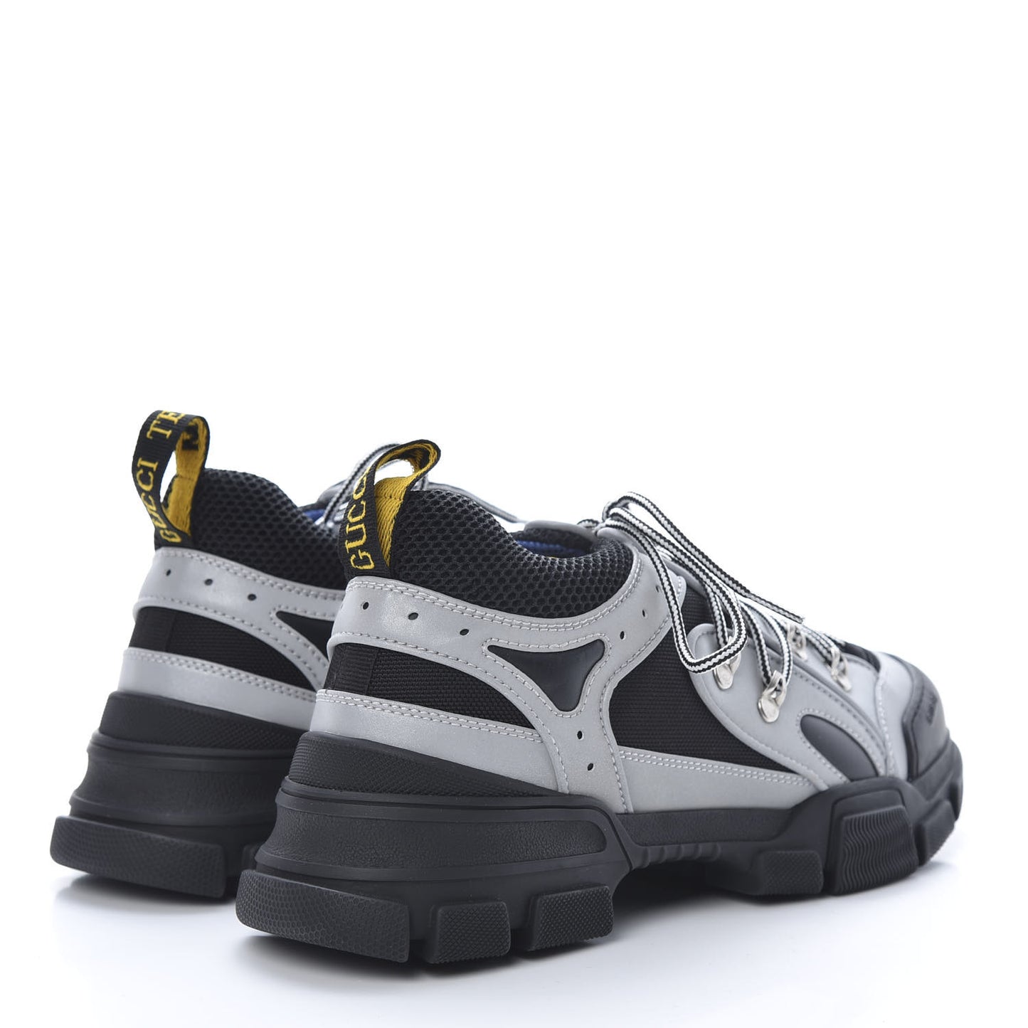 X SEGA Mesh Technical Canvas Calfskin Reflective Mens Flashtrek Sneakers 10.5 Silver Black