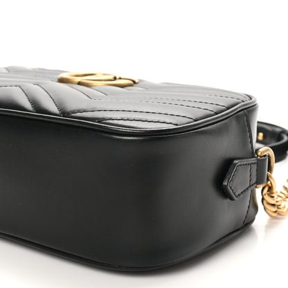 Gucci Calfskin Matelasse Small GG Marmont Chain Shoulder Bag Black 10 of 10
