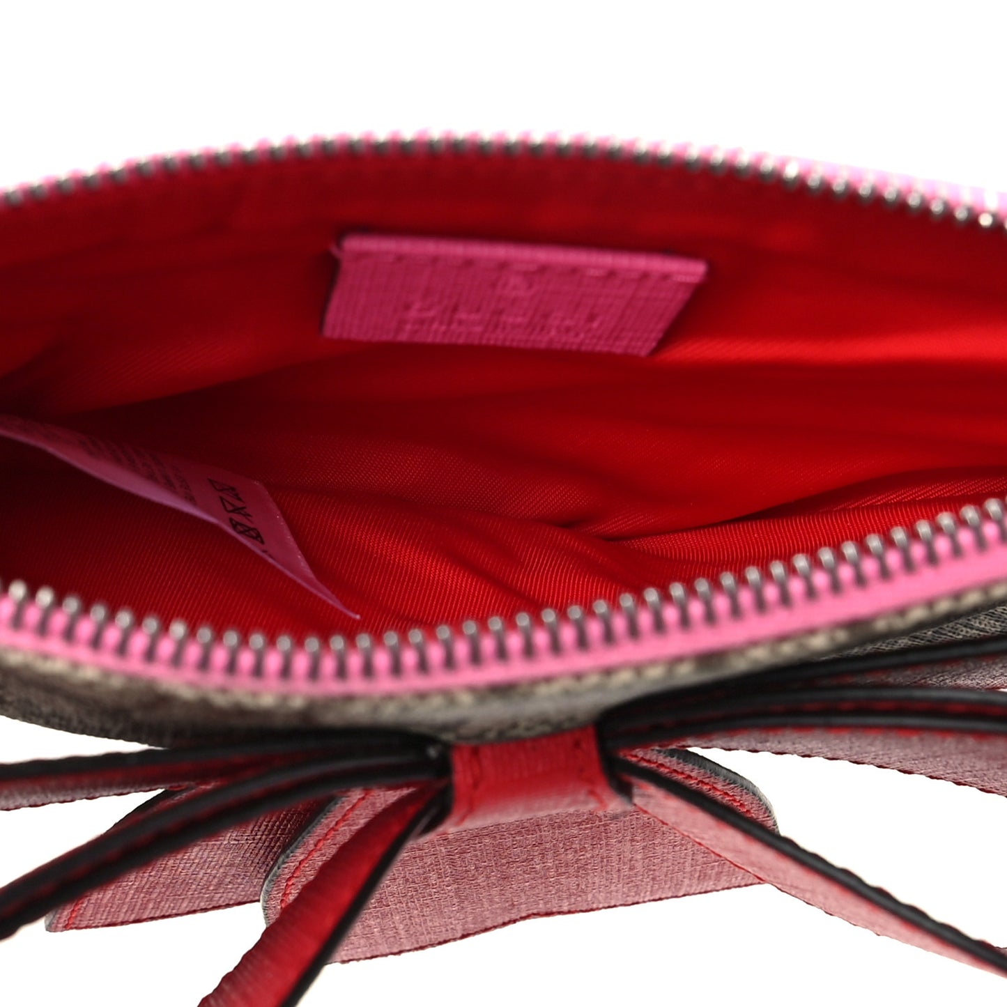 GG Supreme Monogram Bow Wristlet Red Pink