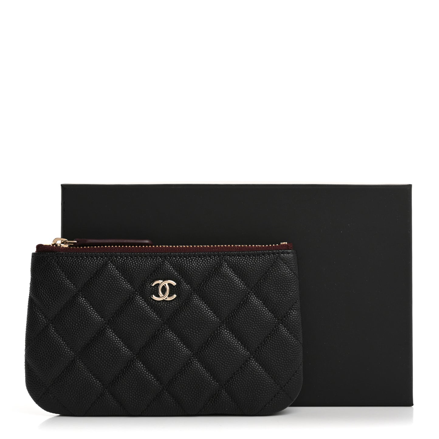 Caviar Quilted Small Cosmetic Case Black