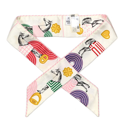 Hermes Silk Garde Robe Pop Charms Twilly White Multicolor 1 of 3