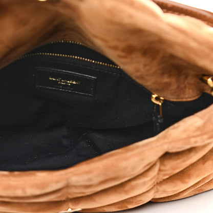 Saint Laurent Suede Calfskin Quilted Small Loulou Puffer Monogram Chain Satchel Cinnamon 8 of 20