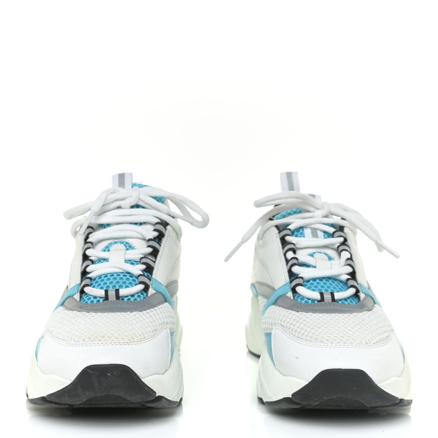 Technical Mesh Calfskin Mens B22 Sneakers 43 White Blue Grey