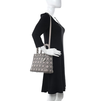 Christian Dior Lambskin Metallic Stitched Cannage Medium Lady Dior Grey Silver 2 of 20