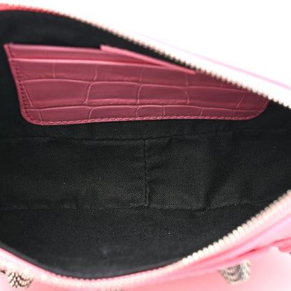 Balenciaga Extra Supple Calfskin Crocodile Embossed Le Cagole Mini Purse With Chain Sweet Pink 5 of 10