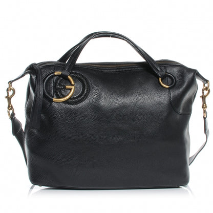 Gucci Leather Twill Top Handle Satchel Black 1 of 7