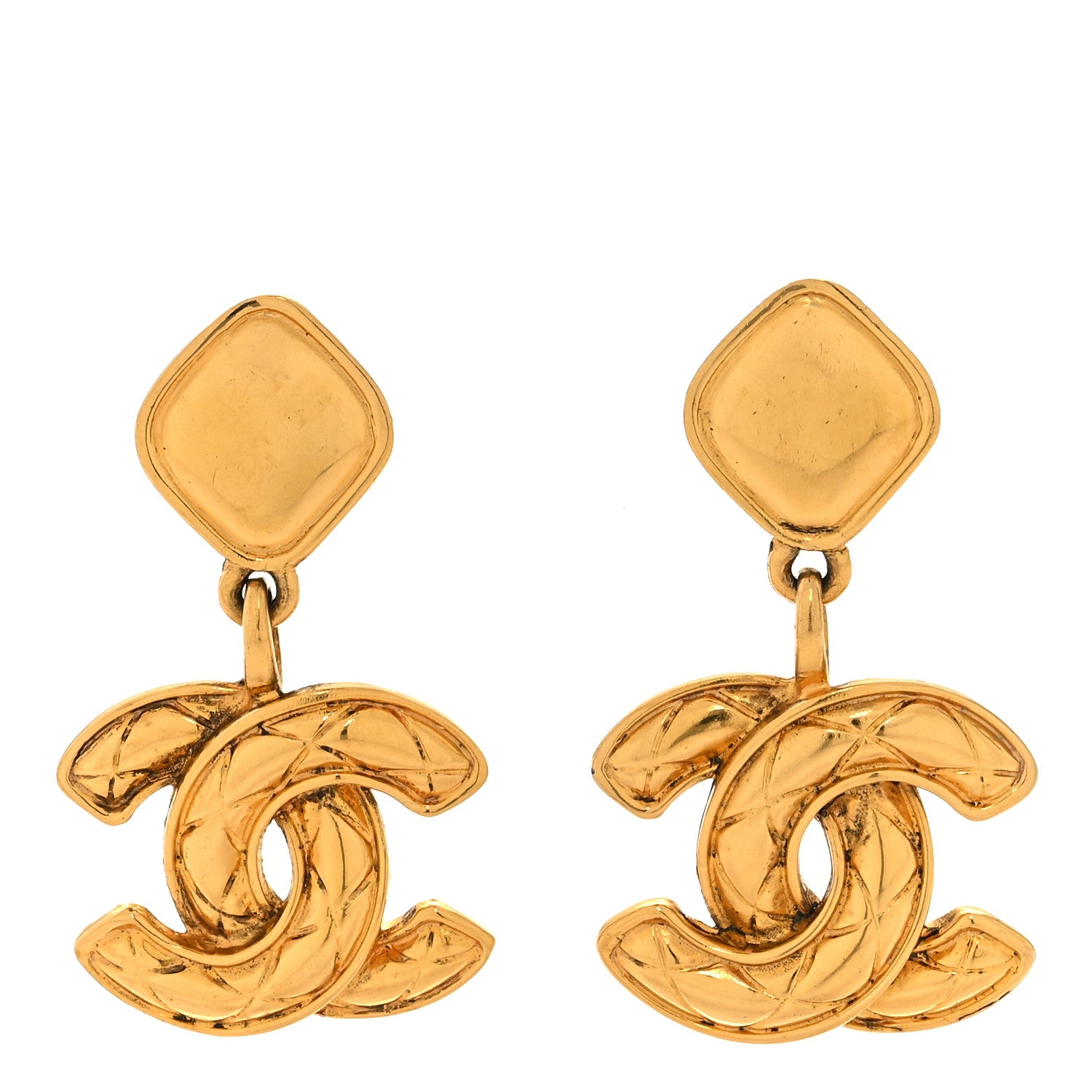 Chanel Textured CC Clip On Earrings Gold 1 of 5
