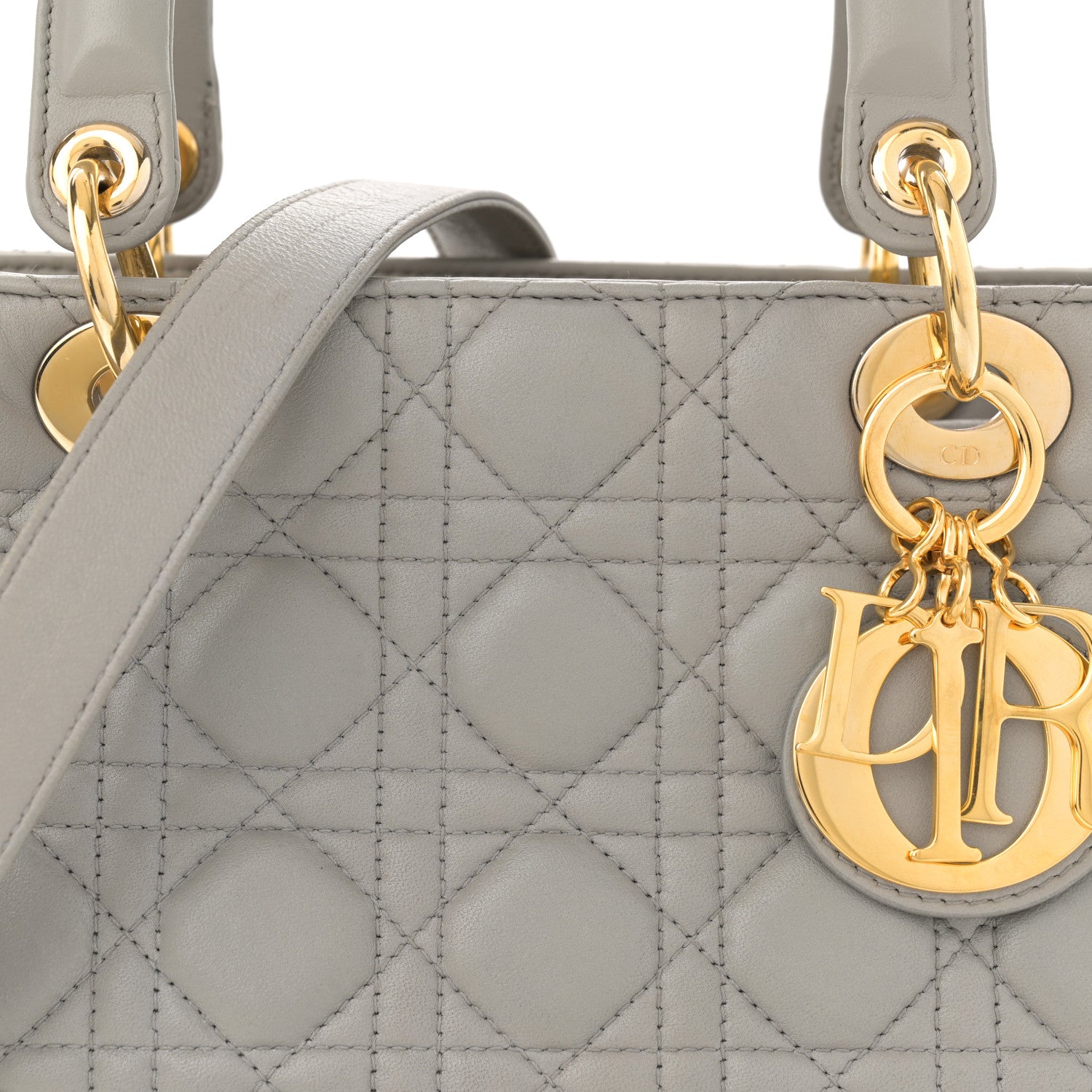 Christian Dior Lambskin Cannage Medium Lady Dior Grey 8 of 16