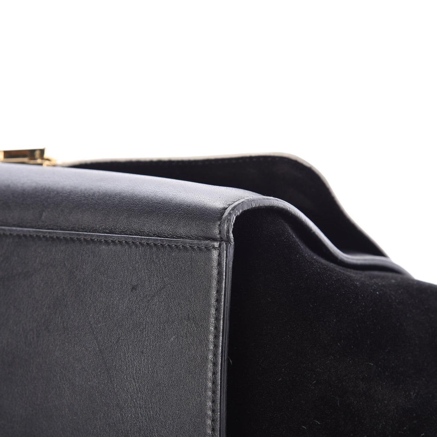 Smooth Calfskin Suede Medium Bi-Color Trapeze Black