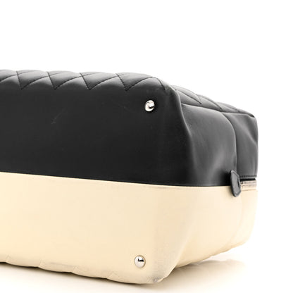 Chanel Calfskin Quilted Large Feather Weight Bowling Bag Black Ivory 20 of 26