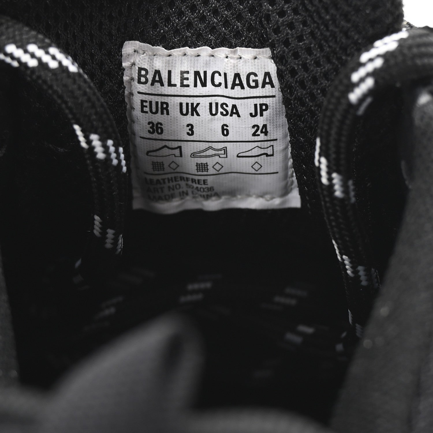 Balenciaga Fabric Mesh Womens Triple S Sneakers 36 Black 9 of 10