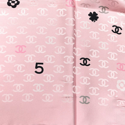 Chanel Silk CC Logo Scarf Pink Ecru Black 4 of 4