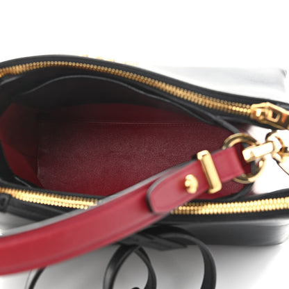 Prada New Calfskin Small Deux Shoulder Bag Black 5 of 11