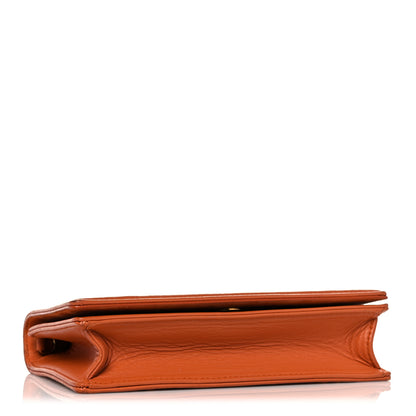 Christian Dior Calfskin Studded Diorama Top Handle Wallet on Chain Pouch Orange 4 of 17