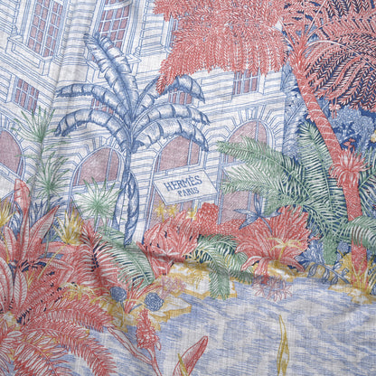 Hermes Cashmere Silk Faubourg Tropical Shawl 140 Gris Chine Rose 2 of 4