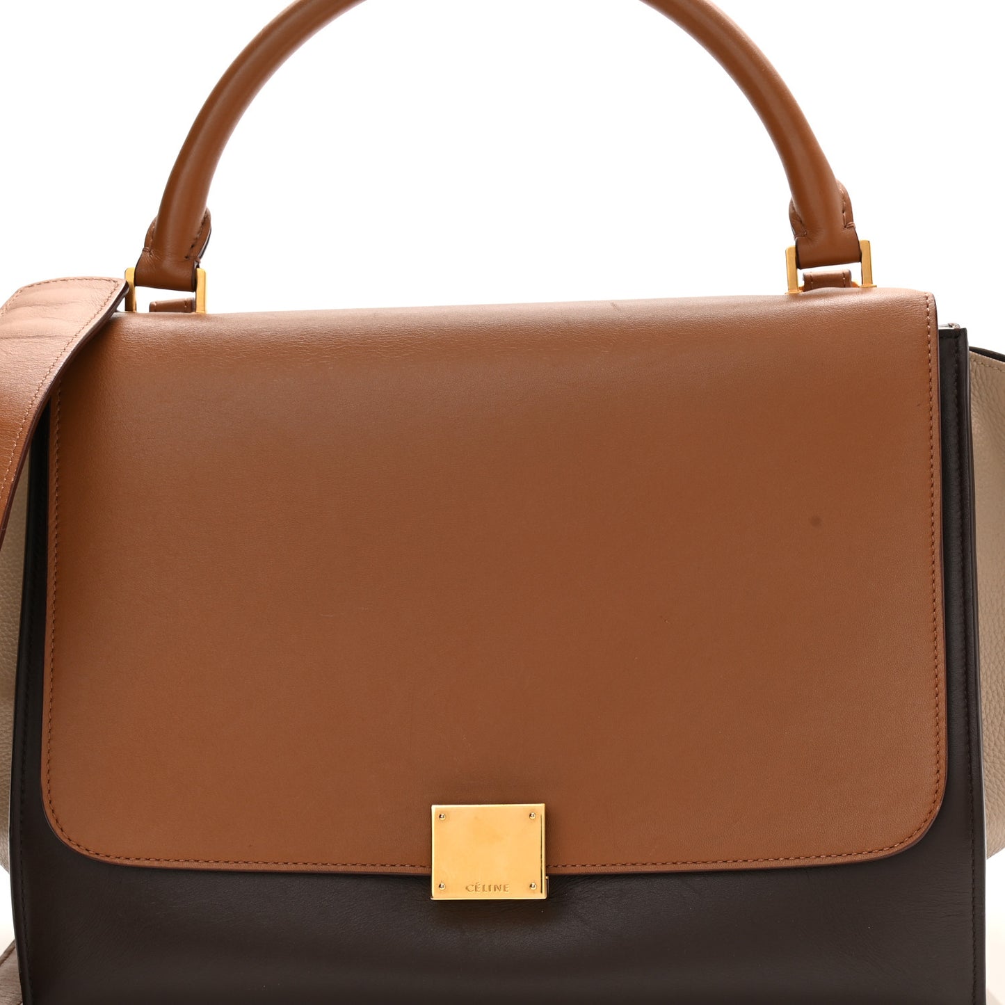 Satin Baby Grained Calfskin Medium Tri-Color Trapeze Tan