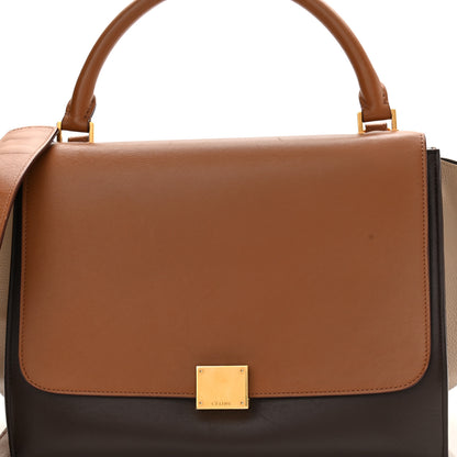 Celine Satin Baby Grained Calfskin Medium Tri-Color Trapeze Tan 7 of 12