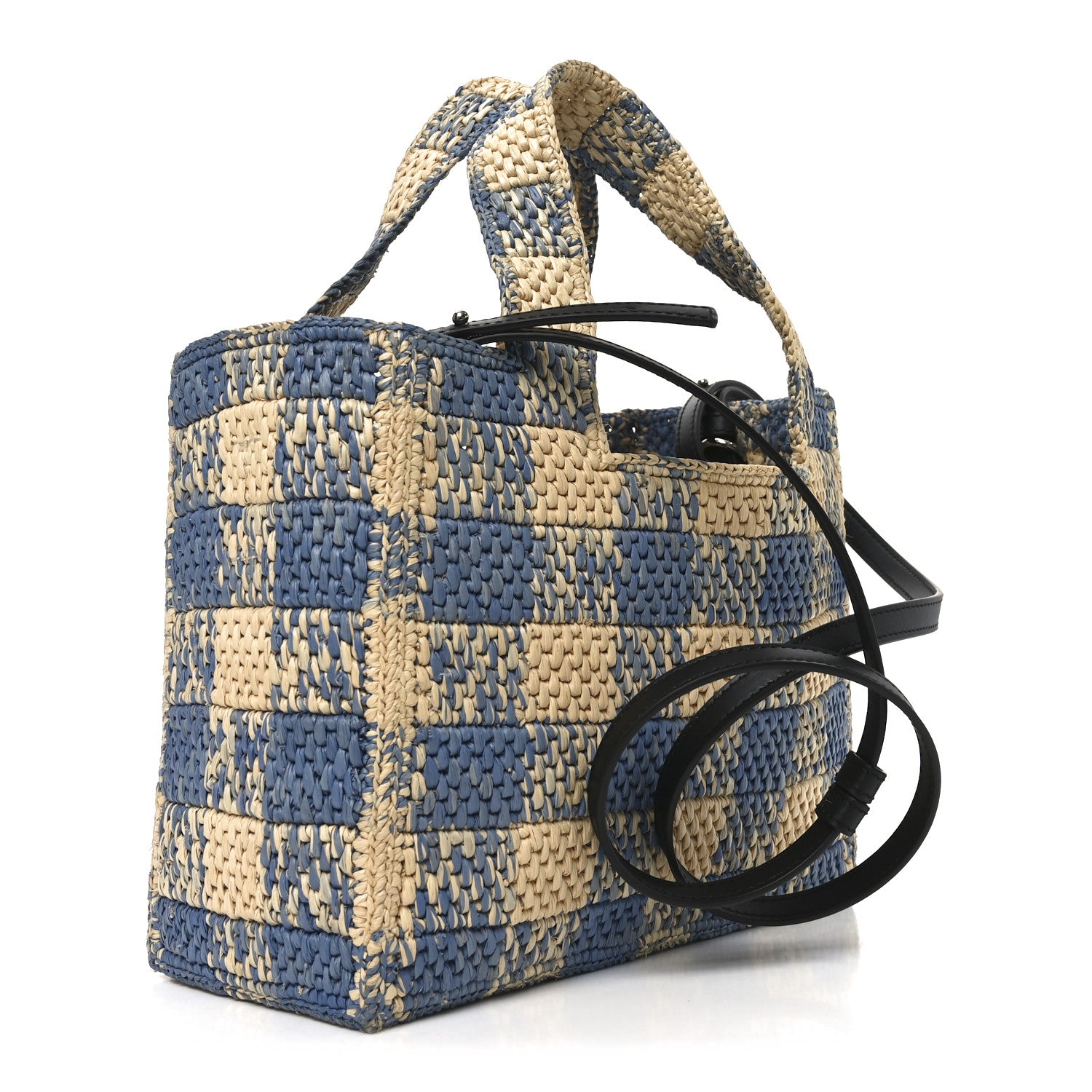 Loewe X PAULA'S IBIZA Raffia Small Font Tote Natural Light Blue 3 of 9