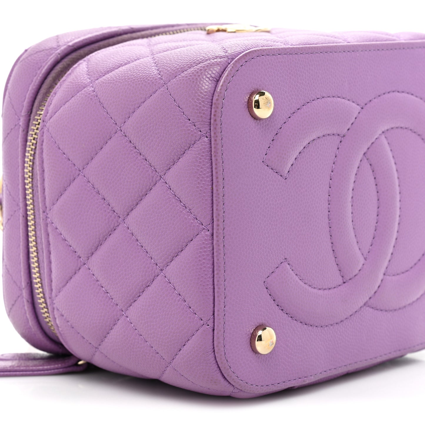 Caviar Quilted Small CC Vanity Case Purple
