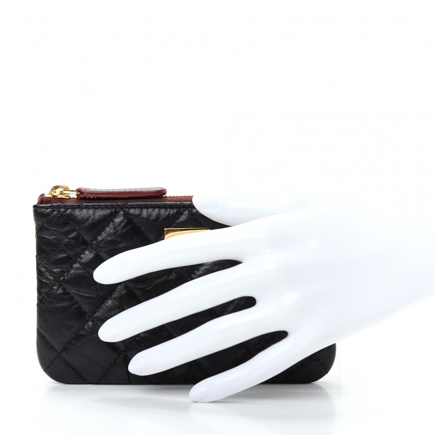 Aged Calfskin Quilted Small Reissue Cosmetic Case Black