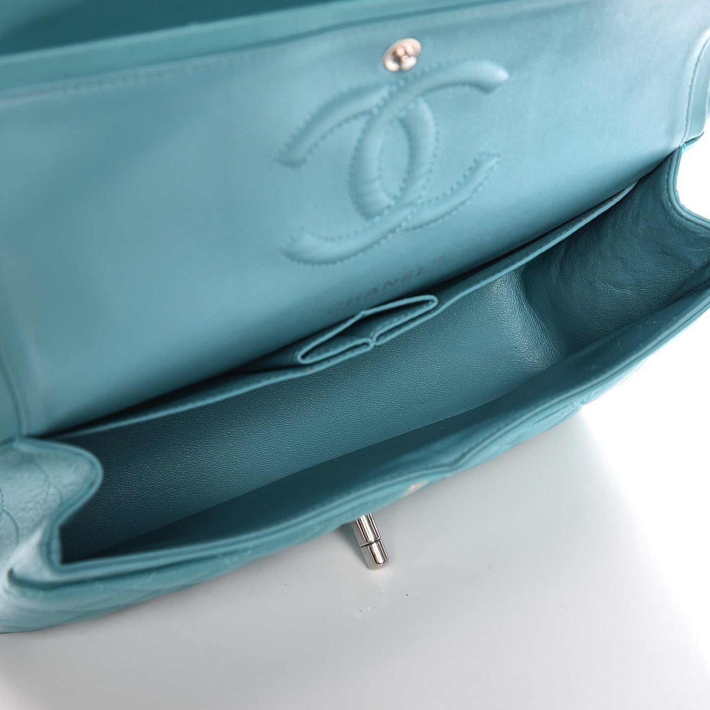 Lambskin Medium Double Flap Turquoise