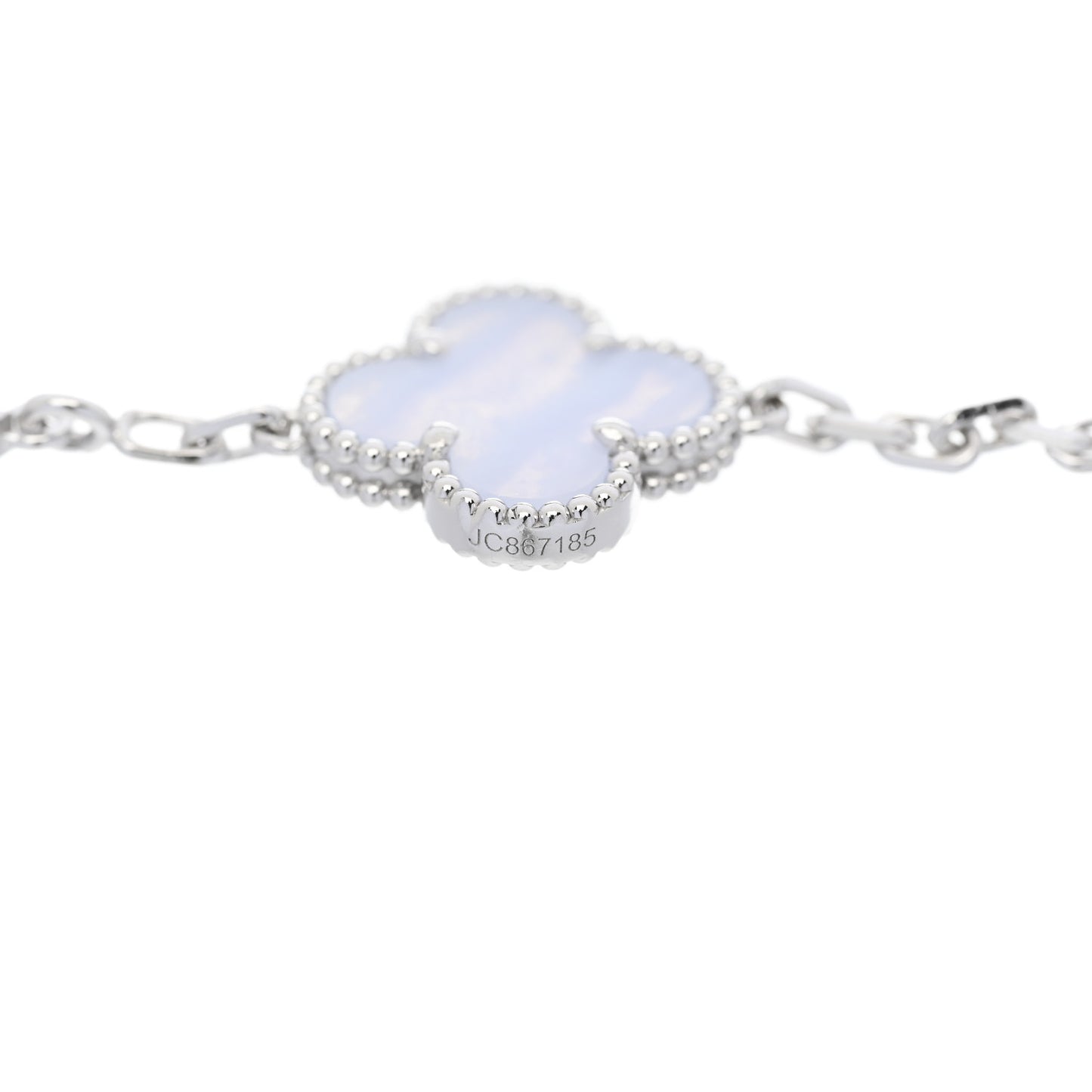 18K White Gold Chalcedony 5 Motifs Vintage Alhambra Bracelet