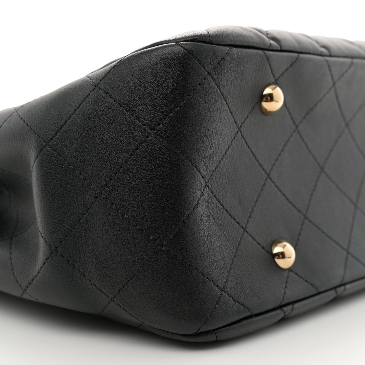 Calfskin Quilted Large CC Shopping Tote  Black