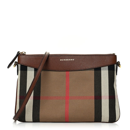 Burberry House Check Derby Peyton Crossbody Clutch Bag Tan 1 of 9