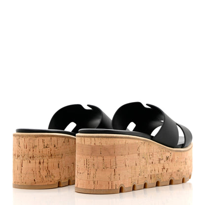 Hermes Calfskin Cork Eze 30 Sandals 37 Black 4 of 10
