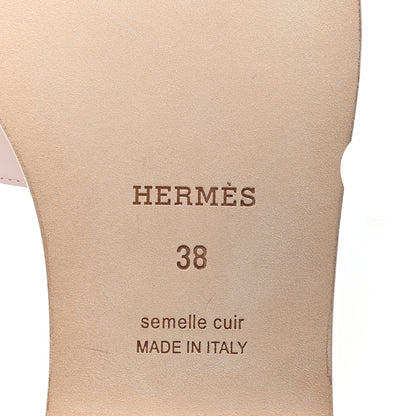 Hermes Box Calfskin Oran Sandals 38 Rose Pale 7 of 10