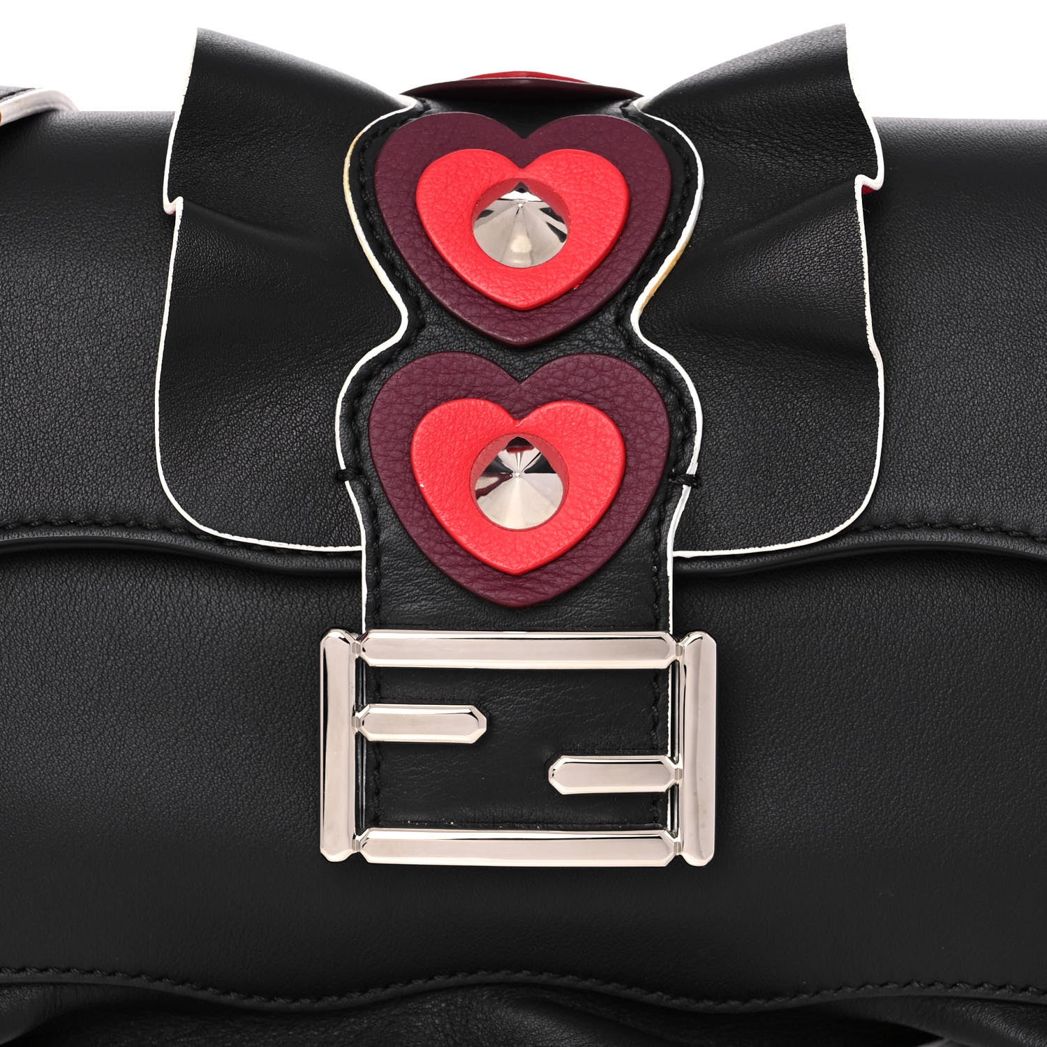 Fendi Calfskin Waves Heart Baguette Black 11 of 16