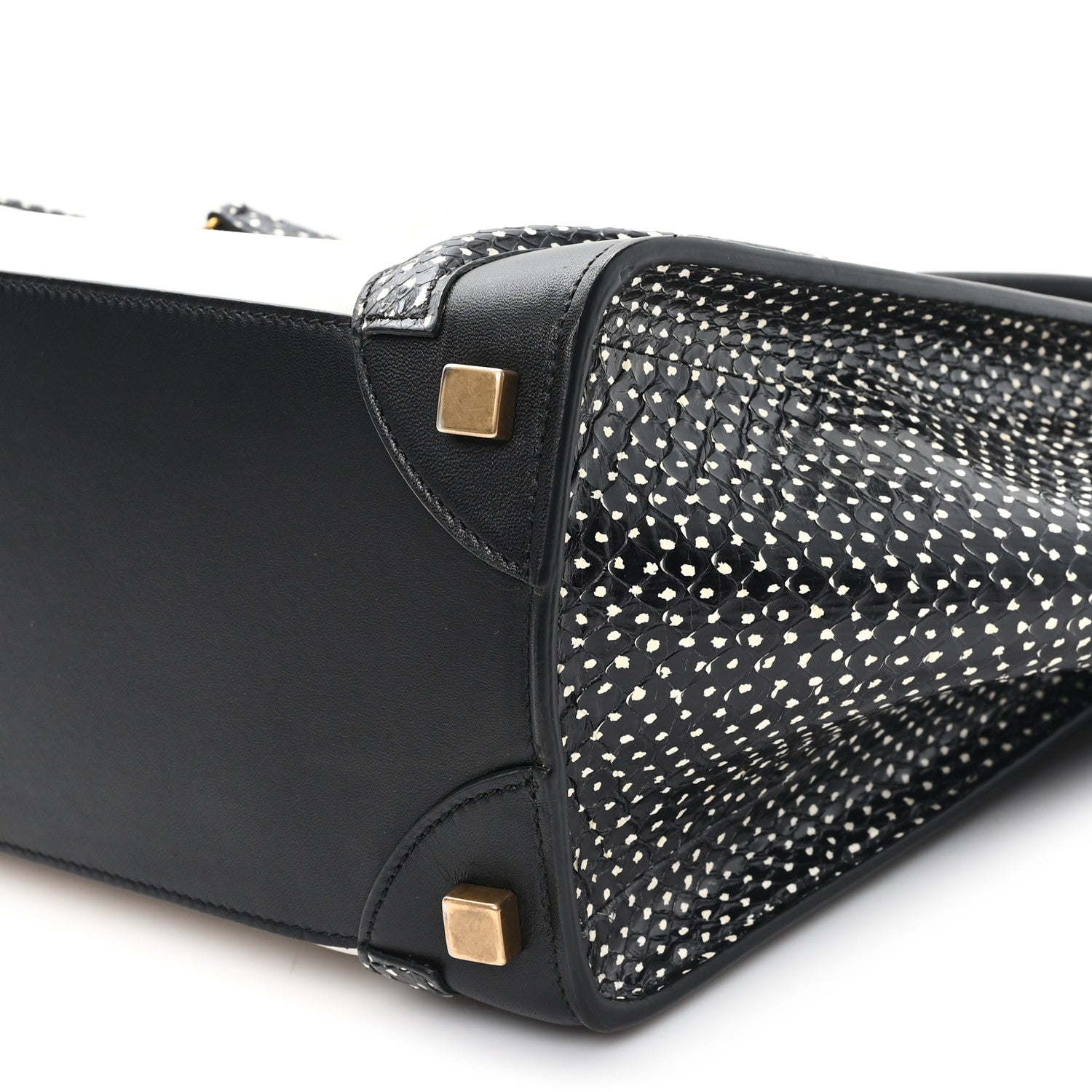 Celine Polka Dot Snakeskin Smooth Calfskin Micro Luggage Black