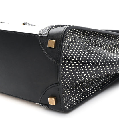 Celine Polka Dot Snakeskin Smooth Calfskin Micro Luggage Black White 10 of 10