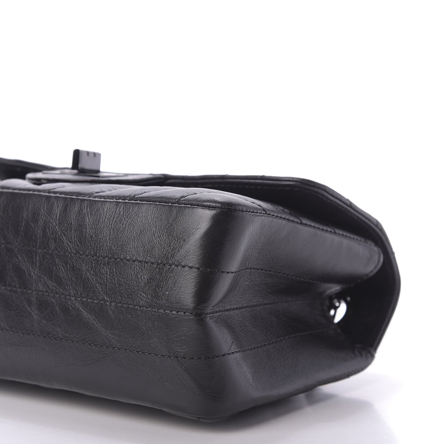 Aged Calfskin Chevron Quilted 2.55 Reissue Mini Flap So Black