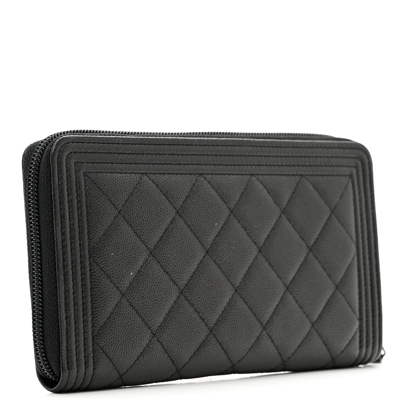 Caviar Quilted Boy Zip Around Organizer Wallet So Black