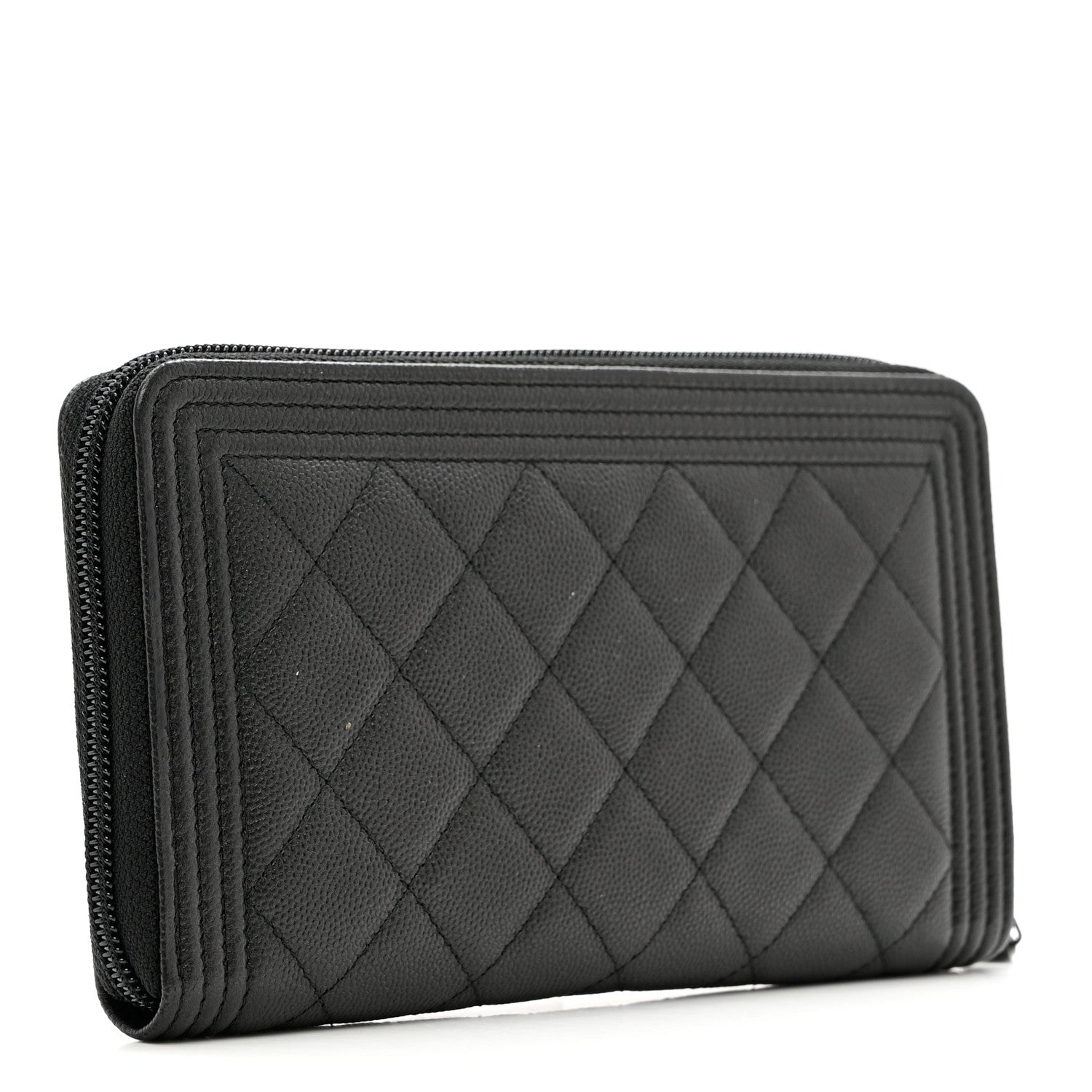 Chanel Caviar Quilted Boy Zip Around Organizer Wallet So Black 3 of 8