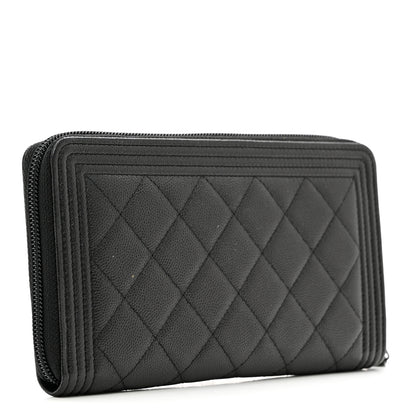 Chanel Caviar Quilted Boy Zip Around Organizer Wallet So Black 3 of 8