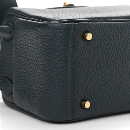 Hermes Taurillon Clemence Mini Lindy 20 Vert Cypress 9 of 11
